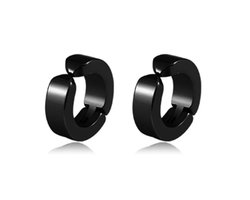 Plux Fashion Classic Clips Oorbellen - Zwart - 8mm - Stainless Steel - Heren - Dames - Sieraden – Zwarte Oorbellen - Classic Clips Earrings - Oorbel - HipHop Oorbellen - Sieraden Cadeau - Luxe Style - Duurzame Kwaliteit - Kerst - Black Friday
