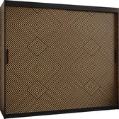 Zweefdeurkast Kledingkast met 2 schuifdeuren Garderobekast slaapkamerkast Kledingstang met planken (LxHxP): 200x200x62 cm - MARIA I (Zwart en geometrische patronen, 200)