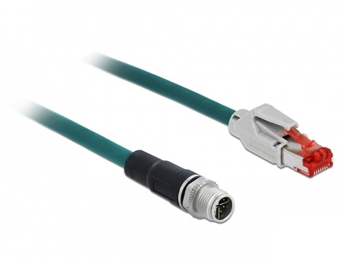 Kabel M12 8 pin X-gecodeerd naar RJ45-plug CAT5E PVC 1 meter