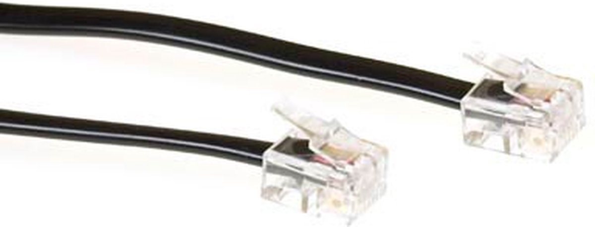 ACT TD5503 Platte Telefoonkabel | RJ11 connectoren | Zwart | 3 meter