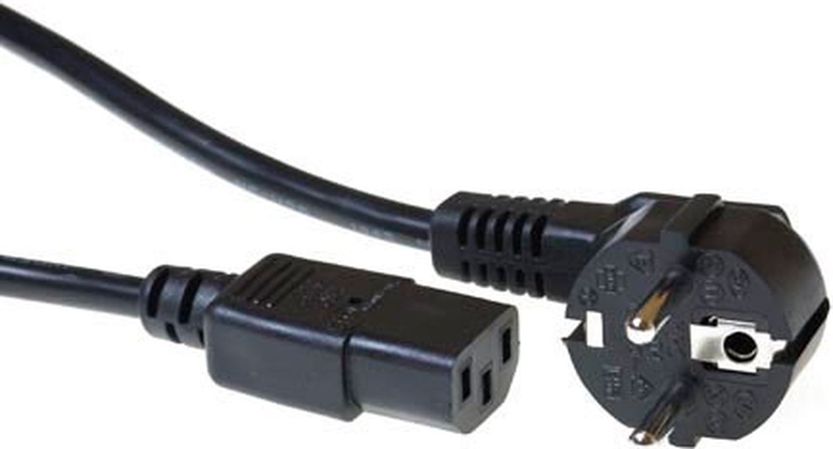 ACT Netsnoer CEE 7/7 male (haaks) - C13 zwart 10 m AK5127