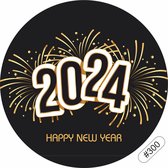 '2024 Happy New Year' Etiketten - Wensetiketten - Cadeau etiketten - Gelukkig nieuwjaar sluitzegels - Happy new year stickers 40 mm 40 st #300