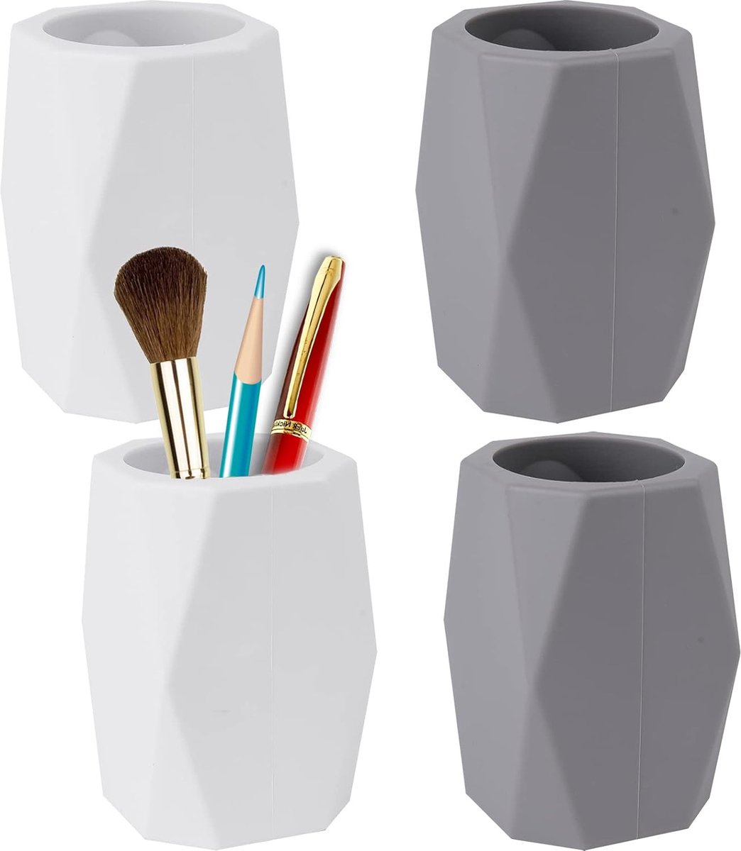 4 Stuks Pennenhouder, Siliconen Pennenhouder voor op het bureau, Geometrische