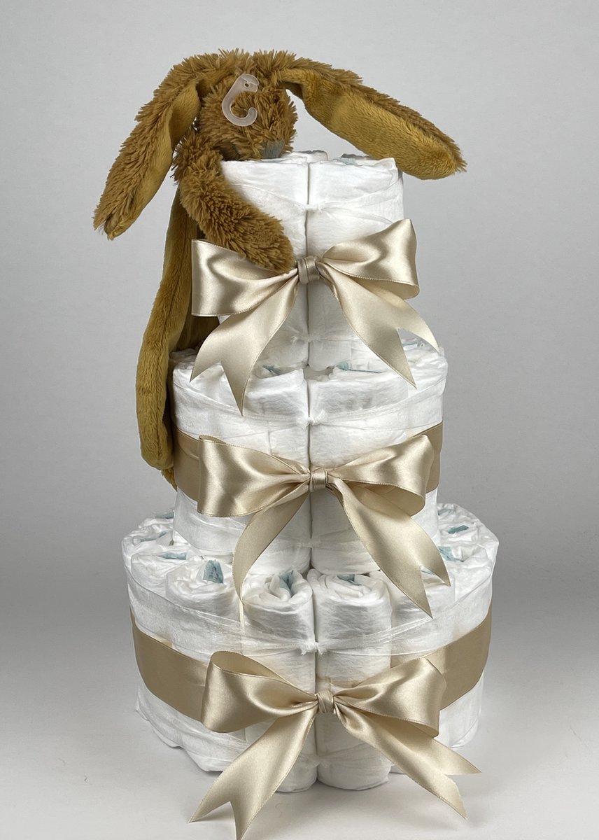 Goedkoopste Chouette-Chouette | Luiertaart Neutraal | Kraamcadeau | Geboorte Jongen Meisje | Babyshower | Tuttle Konijn Richie Oker - Beige