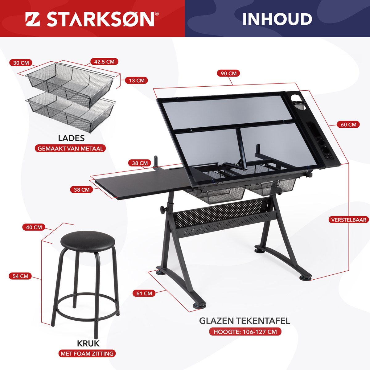 STARKSØN STARKSØN Glazen Tekentafel - afbeelding 2
