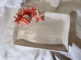 BellaCeramics 1877 | Bord koraal | servetbord klein servet schelpen rood | Italië - Italiaans keramiek servies | 23 x 16 cm h 2 cm