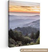 Tableau sur toile Montagnes - Soleil - Forêt - Paysage - 30x40 cm - Décoration murale