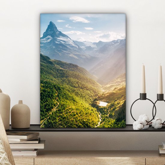 Tableau sur toile Montagnes - Plantes - Paysage - 30x40 cm - Décoration murale