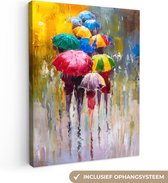 Canvas - Olieverf - Schilderij - Paraplu - Abstract - 30x40 cm - Woondecoratie - Interieur