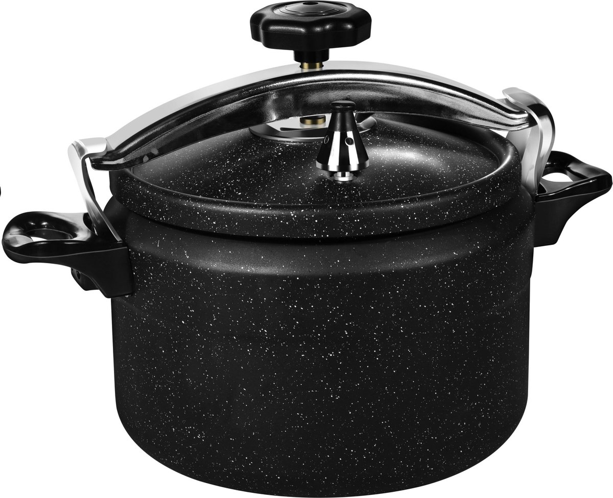 Bol.com Snelkookpan-met-anti-aanbak-marble-coating-zwart-alle-warmtebronnen-inclusief-inductie-9L aanbieding