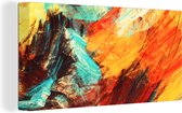 Canvas - Olieverf - Schilderij - Kunst - Abstract - Kleuren - 40x20 cm - Wanddecoratie - Interieur