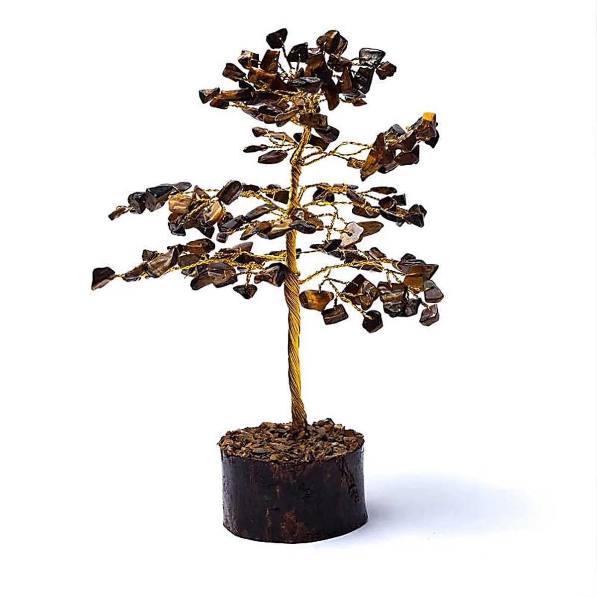 Edelsteenboom - Tijgeroog - ong. 18 cm - Beschermend- Zonnevlecht - 3e Chakra - Luxe Decoratie