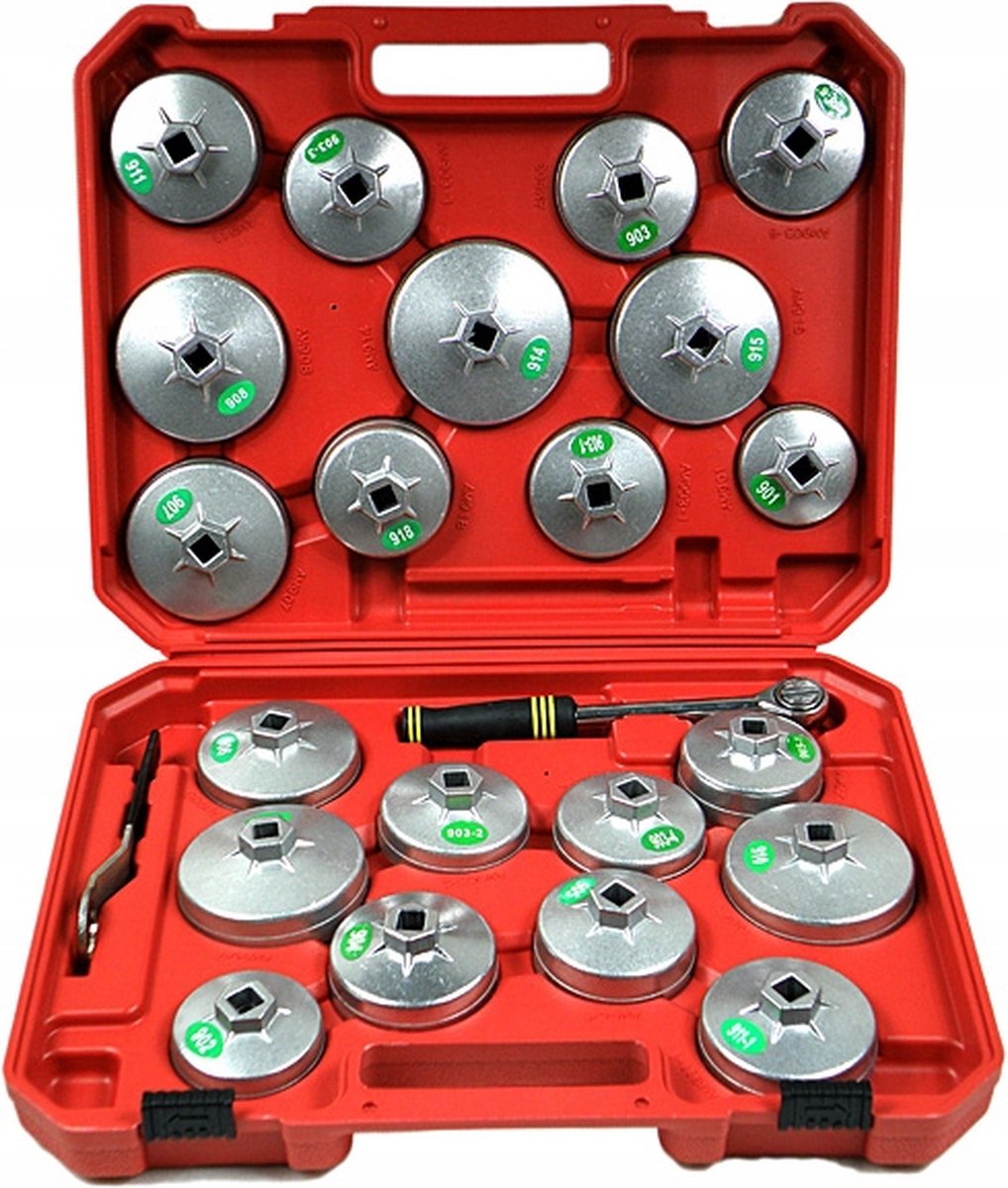 Silver Zestaw - Nasadki Do Filtrów Oleju - 23 Elementów - Aluminium - Profesioneel