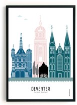 Skyline poster Deventer in kleur | 50x70cm