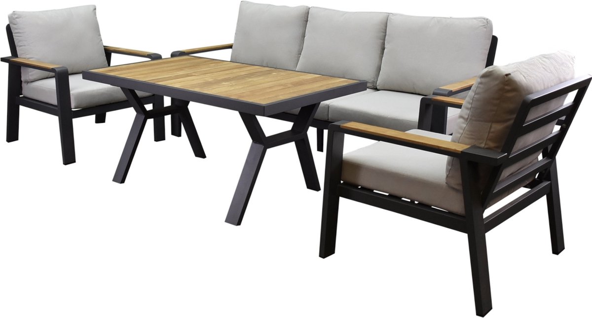 AVH-Collectie Lola stoel bank dining loungeset 4 delig antraciet aluminium