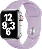 Mobigear - Watch bandje geschikt voor Apple Watch Series 3 (38mm) Bandje Flexibel Siliconen Druksluiting | Mobigear Butterflies - Lavender
