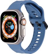 Mobigear - Watch bandje geschikt voor Apple Watch Series 8 (45mm) Bandje Flexibel Siliconen Gespsluiting | Mobigear Sport - Blauw