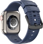 Siliconen bandje - geschikt voor Apple Watch series 1/2/3/4/5/6/7/8/9/SE/Ultra/Ultra 2 met case size 42 mm / 44 mm / 45 mm / 49 mm - donkerblauw