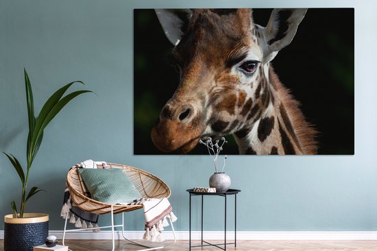Peintures sur toile - Gros plan d'une girafe - 150x100 cm - Décoration murale