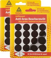 Deltafix Anti-krasvilt - 32x - zwart - 22 mm - rond - zelfklevend - meubel beschermvilt