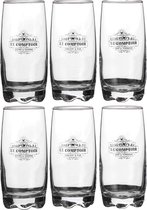 Urban Living longdrink/water/drinkglazen Comptoir - gedecoreerd glas - 6x stuks - 390 ml