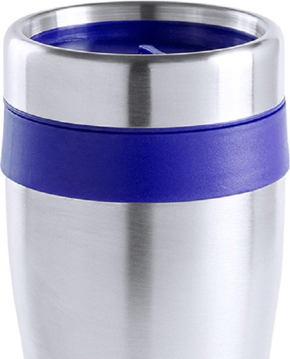 RVS warmhoudbeker - 450 ml - zilver blauw - dubbele wand - reisbeker — cadeau in Koken & Dineren - foto 2