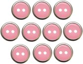 Kunststof knopen - 10 stuks - Roze Zilver - 13mm - 2 gaatjes