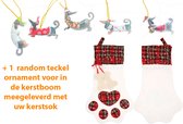 Teckel - kerstsok - kerstsok voor honden - inclusief teckel ornament - 46x28cm - hond - ornament - kerst