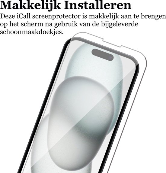 Étui iPhone 15 avec porte-cartes - Protecteur d'écran GlassGuard - Coque arrière en Siliconen Blauw et protecteur d'écran