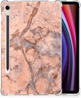 Tablet Hoes Geschikt voor Samsung Galaxy Tab S9 Back Case Marmer Oranje met transparant zijkanten