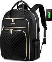Laptop tas/rugzak - patroon borduurgaren 17.3 inch Zwart - Met USB-oplaadpoort waterbestendig - Rugzak voor reizen, werk, kantoor, school, 32L 33.8x20x48.3cm