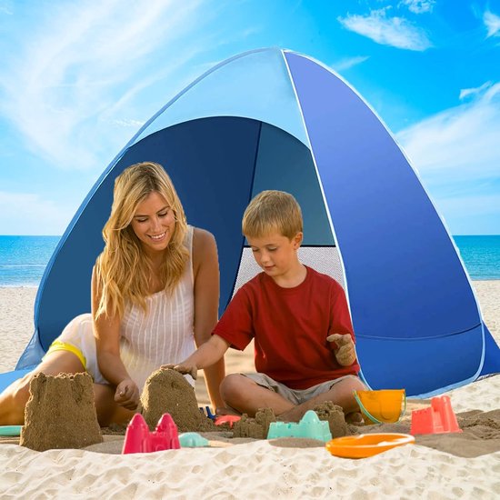 Pop-up haaientent, baby strandtent pop-up tent zonnescherm weerbestendig familie strand schaduw UPF 50 , draagbare baby strandtent, Instant zonnescherm luifel