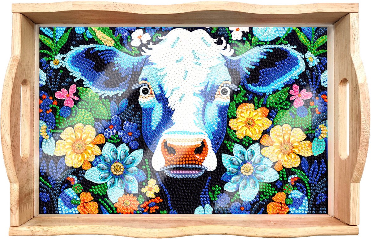 Adorzy Diamond Painting Dienblad Koe – Diamond Painting Volwassenen – Diamond Painting Volledig Pakket - DIY Pakket