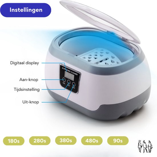 Nettoyeur à ultrasons Modito - 600 ml - Appareil de nettoyage pour Bijoux -  40 000 Hz | bol