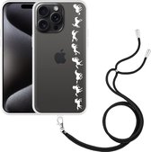 Cazy Étui avec cordon adapté à iPhone 15 Pro Max Horses in Motion - Wit