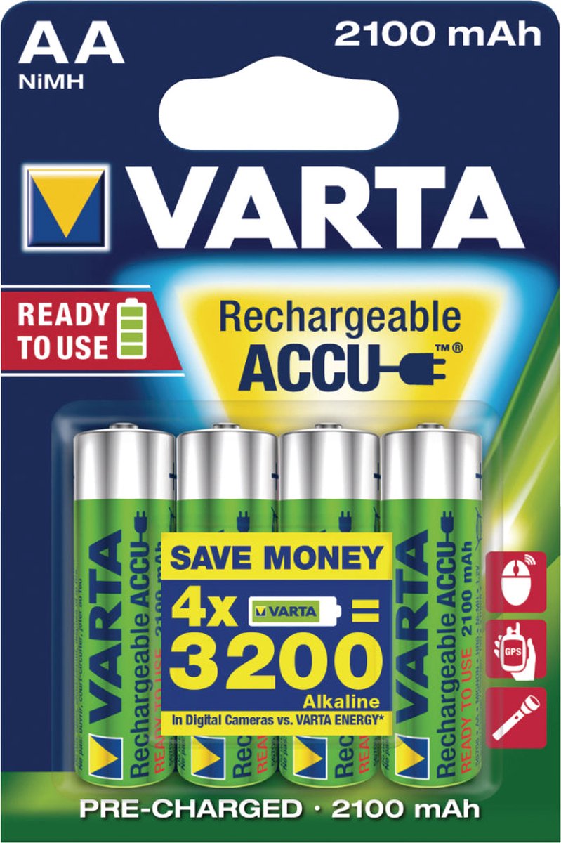 Varta Pile rechargeable NI-MH AA 1,5V 2100mAh 4 pièces