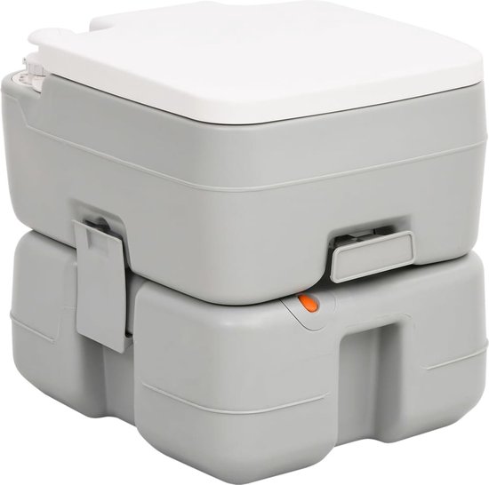 vidaXL - Campingtoilet - draagbaar - 15+10 - L - HDPE - grijs - en - wit