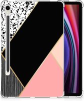 Coque arrière en Siliconen adaptée à la tablette Samsung Galaxy Tab S9, formes personnalisées noires et Pink avec côtés transparents