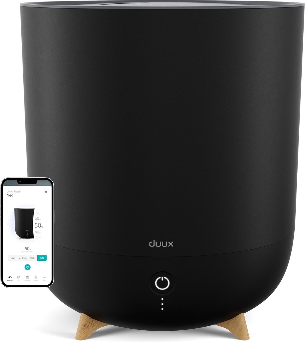 Duux Neo Smart Ultrasone Luchtbevochtiger met Hygrostaat - 5L watertank - Humidifier met 500ml/u verneveling - Zwart