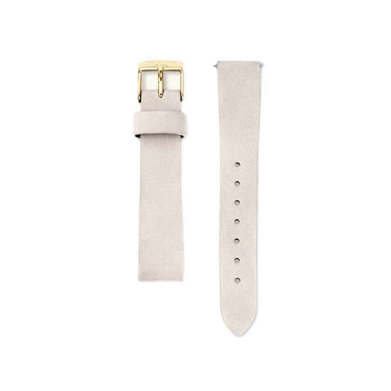 CO88 Collection 8CS-10019 Bracelet de montre en cuir - Attache 16 mm - Boucle - 20 cm Longueur totale - Cuir - Crème - Acier Doré