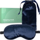 Premium Zijden Slaapmasker + Opbergzakje - 100% Verduisterend Oogmasker - Verstelbaar - Blinddoek - Zijdezacht - Anti-Rimpel – Eye Mask – Sleep Mask – Blauw