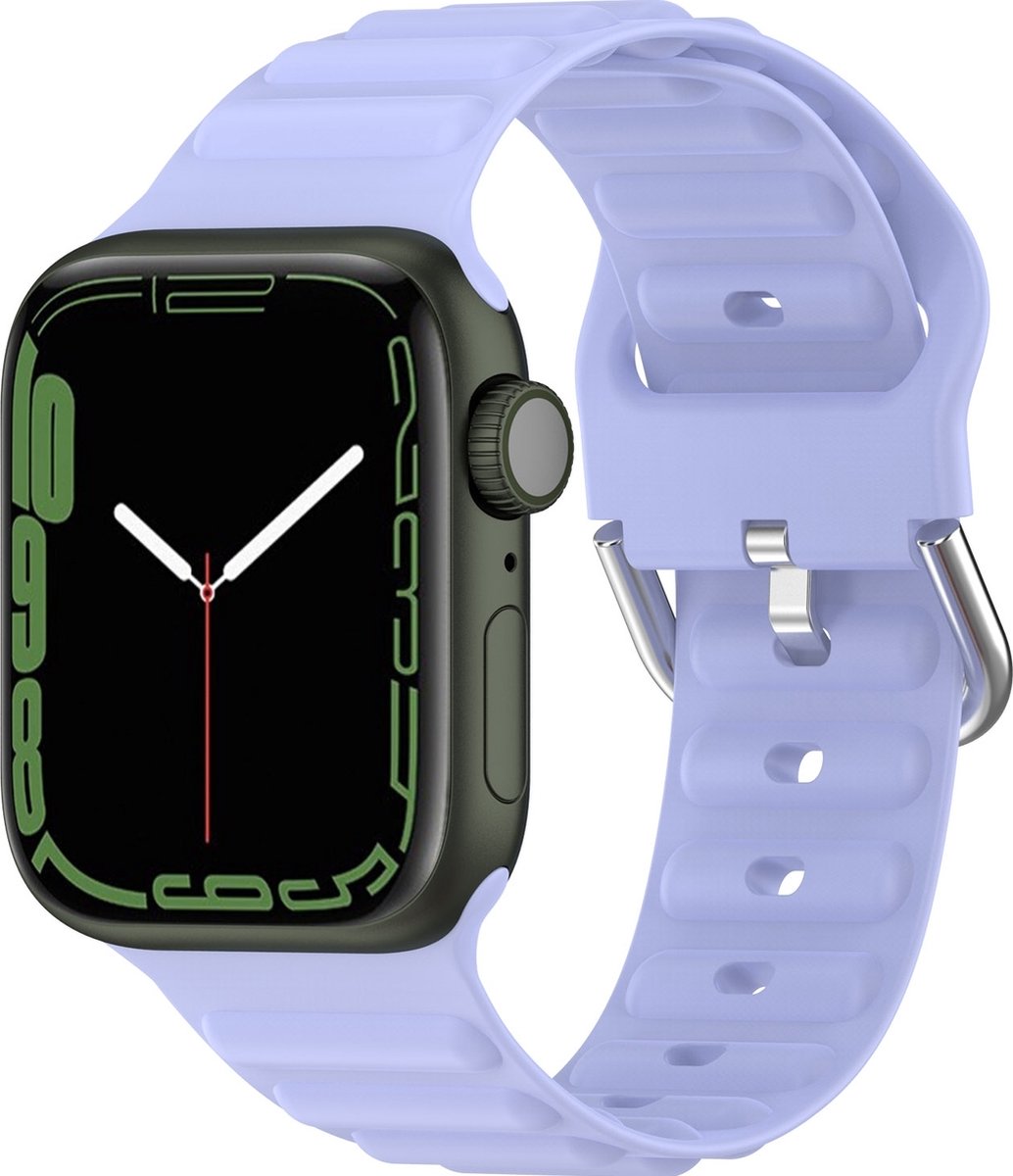 Mobigear Bumpy Siliconen Watch bandje geschikt voor Apple Watch Bandje Gespsluiting - 41/40/38 mm - Paars