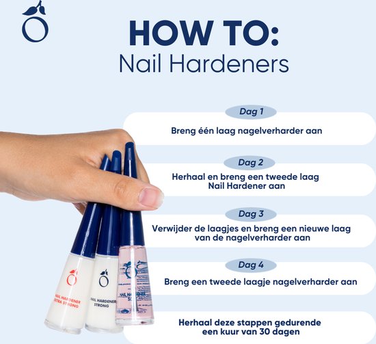 Herome 3-Pack Nagelverharder Extra Sterk en Base Coat - Nail Hardener Extra Strong- Nagelversterker voor Zwakke en Gevoelige Nagels - TFS Hars- en Tolueenvrij - 3*10ml