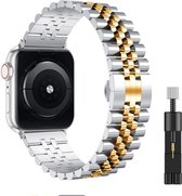 Bukuri Jewelry Metalen Band geschikt voor Apple Watch 42mm-44mm-45mm-49mm - Roestvrij staal kleur zilver met goud
