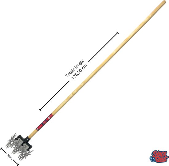 Synx Tools Rolcultivator 21 cm - Cultivator - Bodembewerkers - gazonmest - gazonbeluchter - hark - harken met steel 150cm van Synx Tools — afbeelding 4