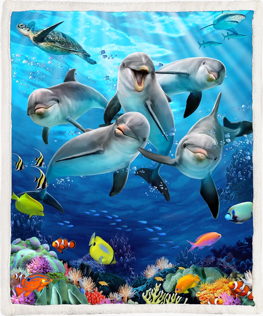 The Coloured House Dolfijnen Fleece Deken 130*150cm Dolphin Delight Multicolor