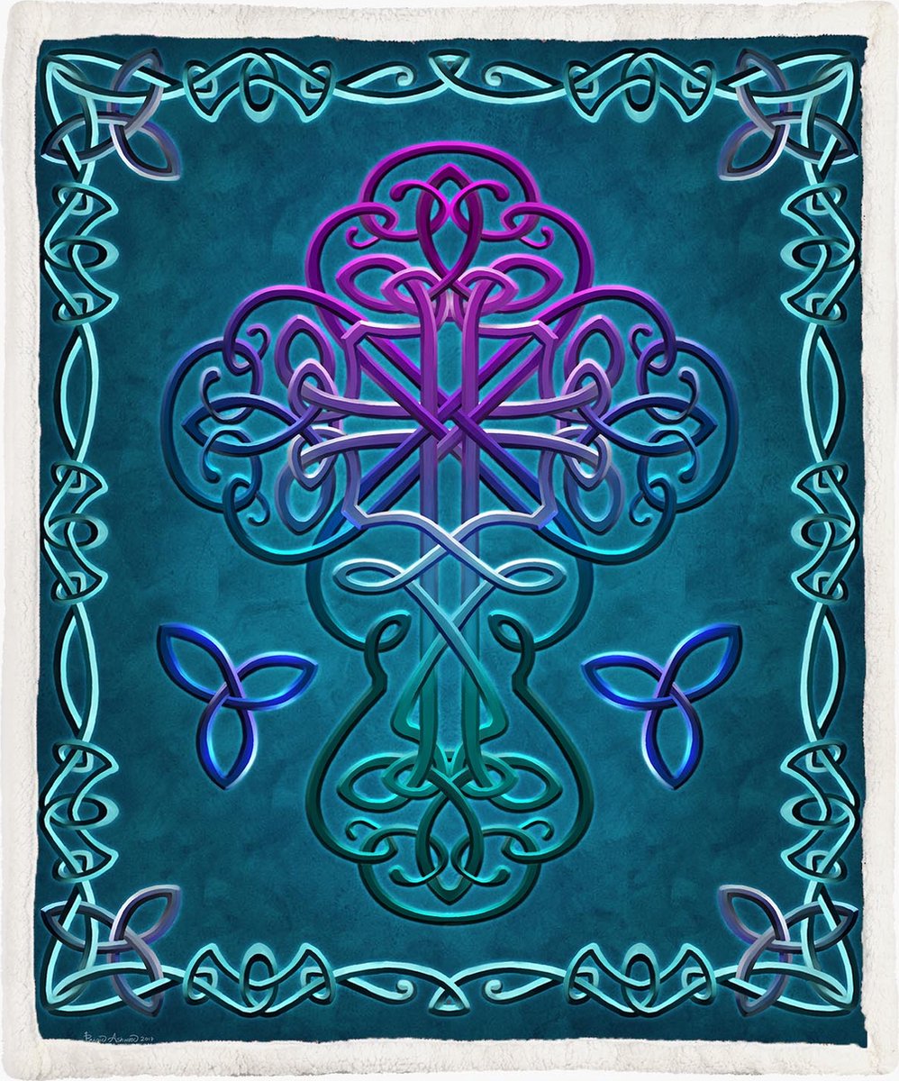 The Coloured House Keltisch Kruis Fleece Deken 150*200cm Celtic Cross Multicolor