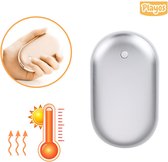 Playos® - Oplaadbare Handwarmer - met Powerbank - Zilver - 3 Standen - tot 55 °C - 4000 mAh - Herbruikbaar - USB - Herbruikbare Handwarmer - Winter - Verwarming - Koude Handen