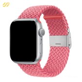 Geschikt voor Apple Watch bandje - Nylon Stretch - Flamingo Roze - 42/44/45/49mm - Voor iWatch 1,2,3,4,5,6,7,8,9,SE,Ultra