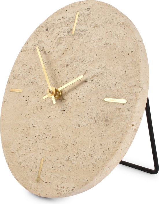 S|P Collection Horloge de table 20cm travertin beige Zone